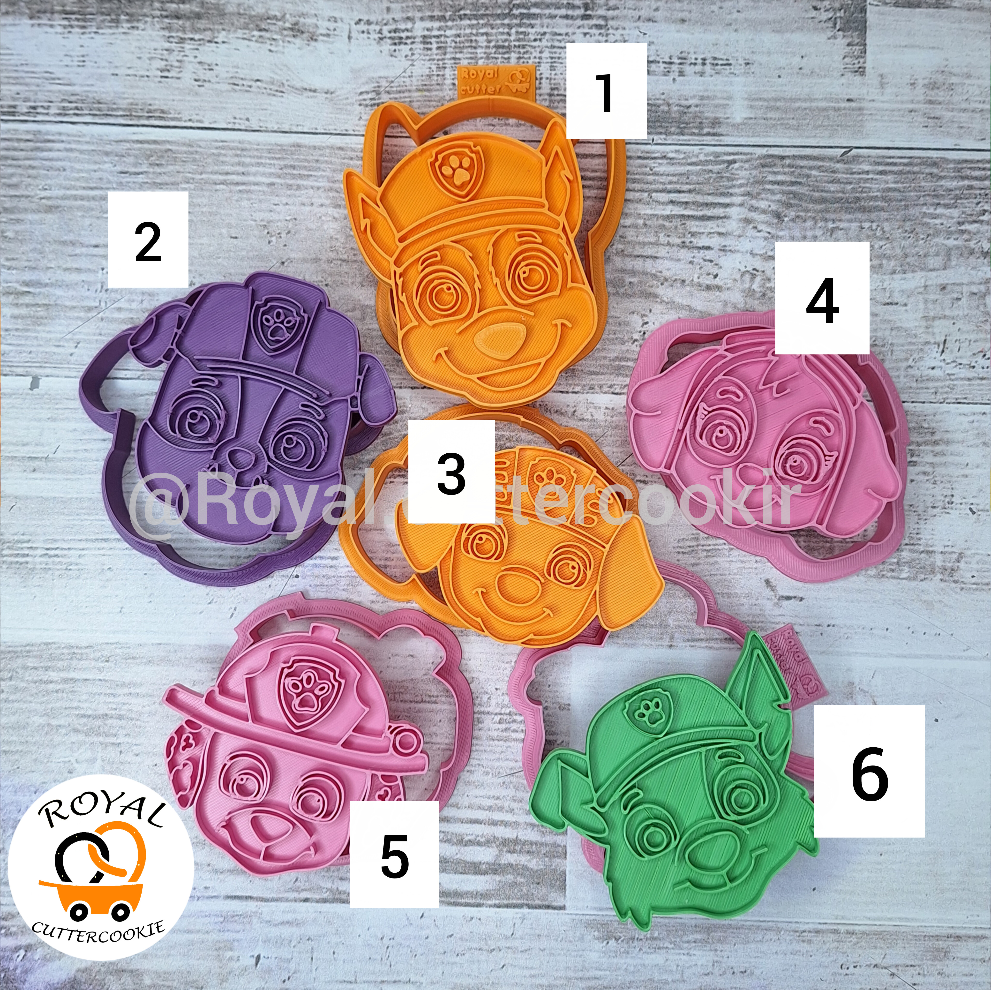 مهر و کاتر کوکی رویال کاتر طرح  چهره سگ های نگهبان 8 و 10 سانت